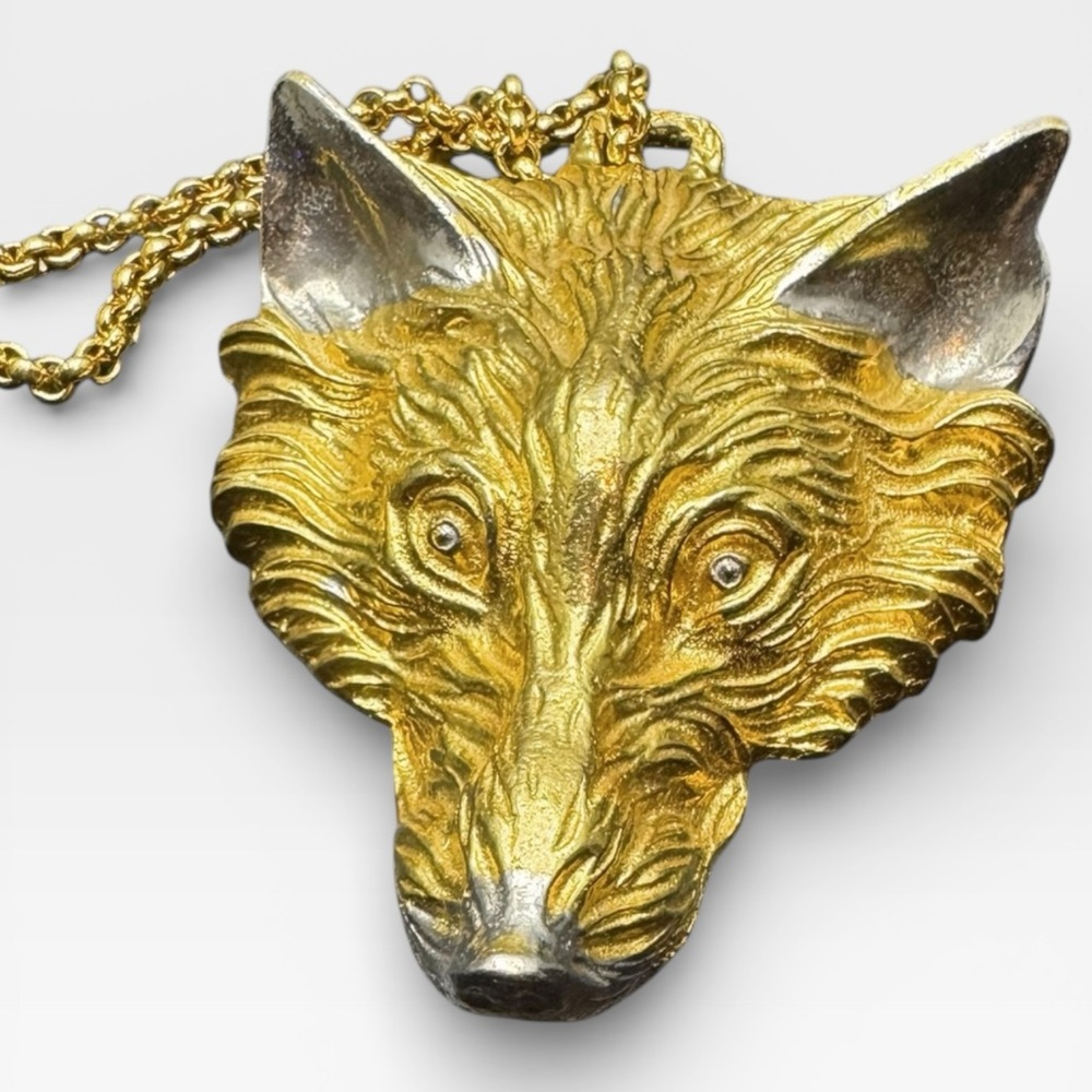 HARRY ROSENFELD Rare Vintage Figural WOLF Head Pendant Necklace - Picture 5 of 12